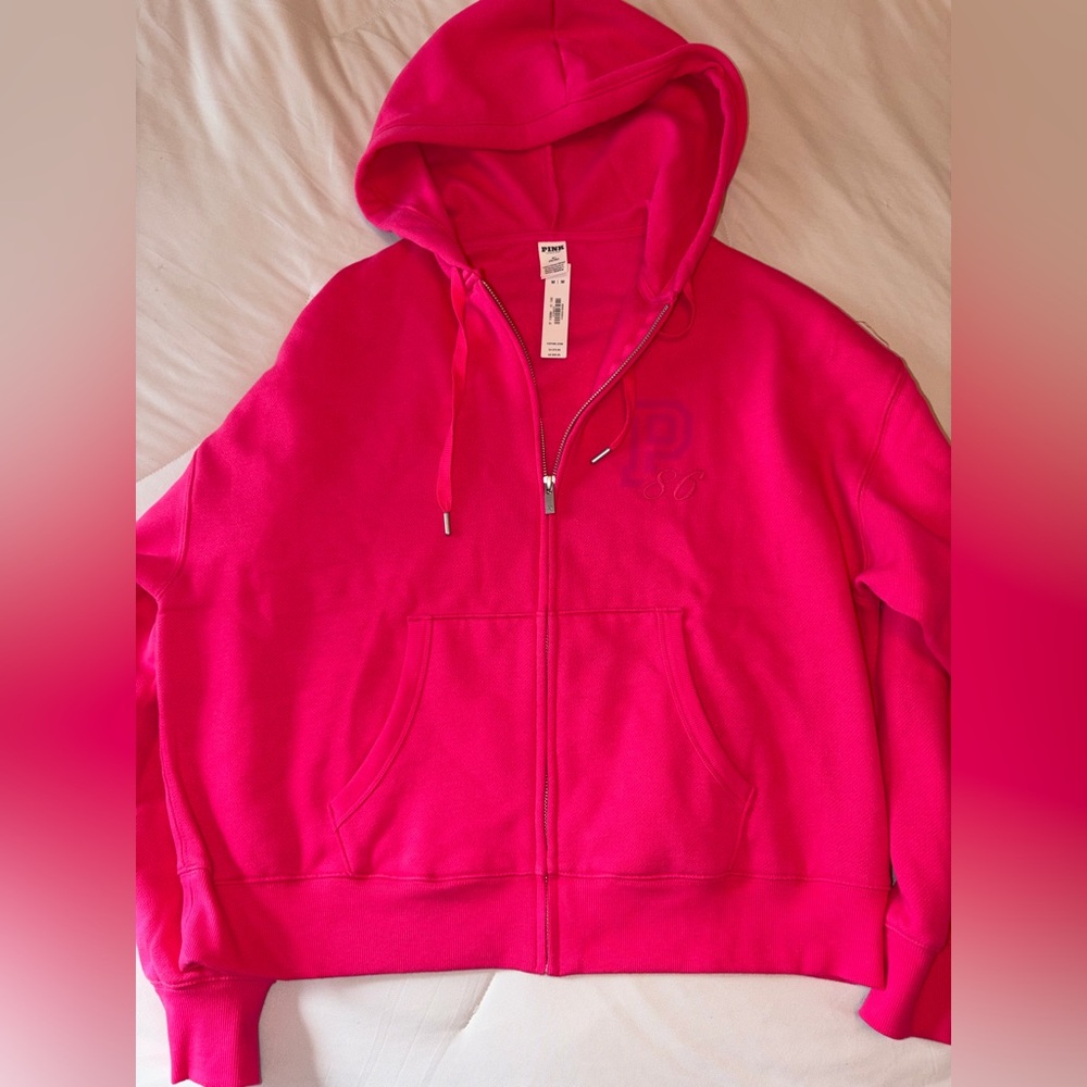 Victoria’s Secret PINK Hoodie Full Zip Fleece Jacket Medium - Picture 3 of 6